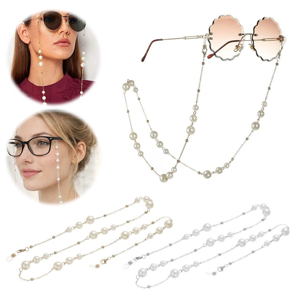 Trendy Pearl Beaded Sunglass C - Mask Lanyard Adjustable recension och pris
