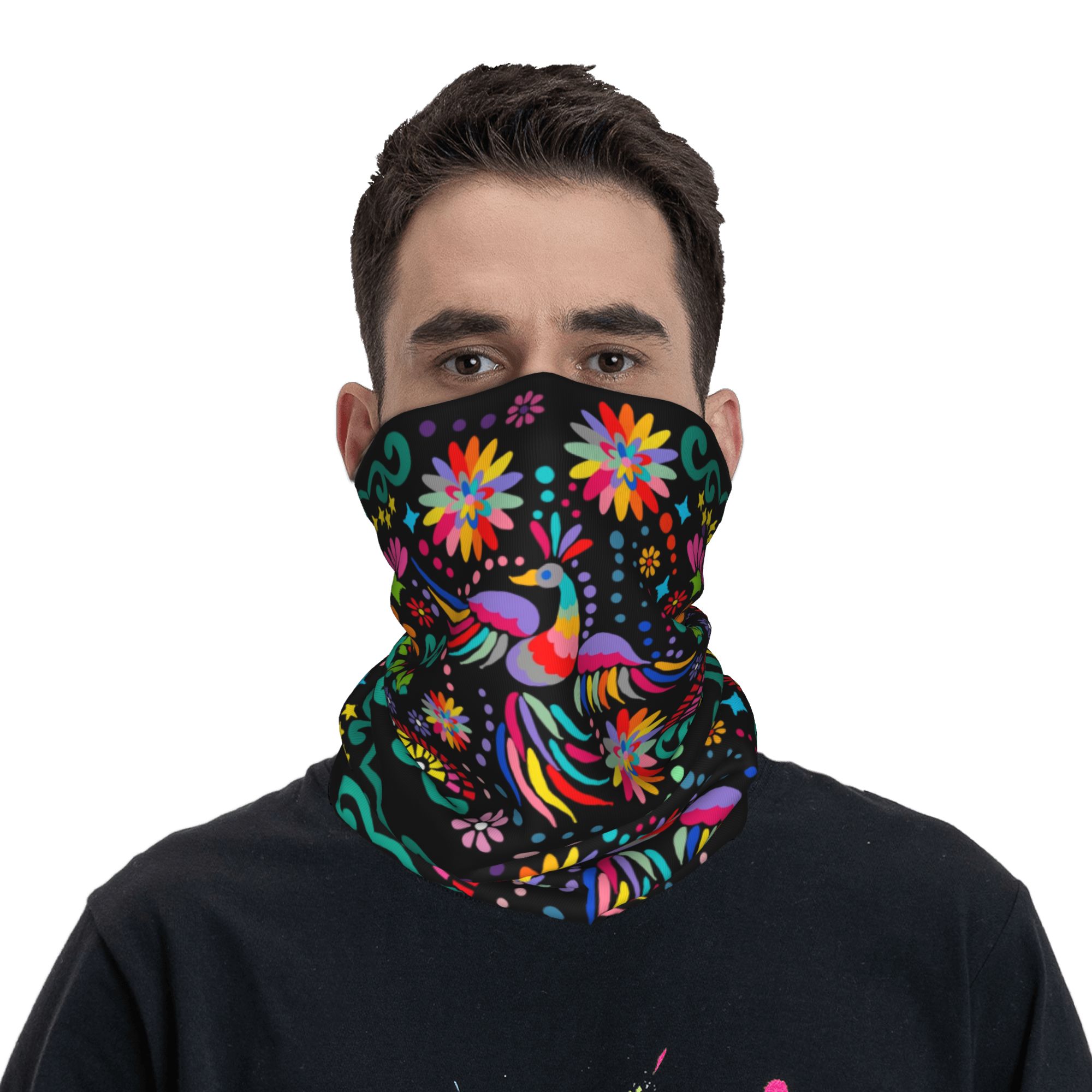 Custom Mexican Floral Flower T - Neck Gaiter Face Cover recension och pris