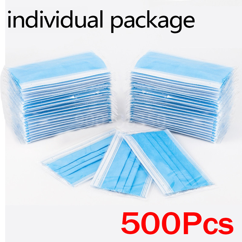 10-500pcs Disposable Adults in - Disposable Mask Blue recension och pris
